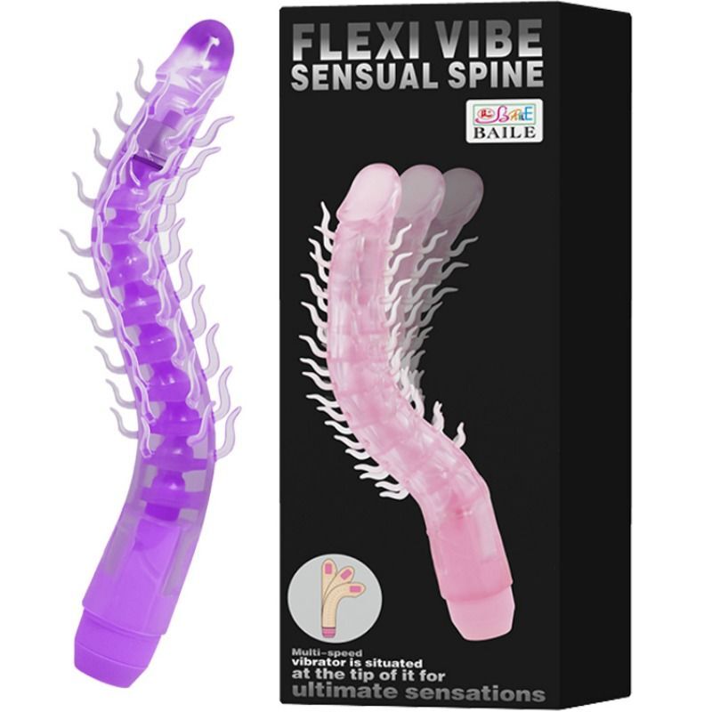 Flexi vibe sensual spine bendable vibrating dildo purple 23.5cm flexible sex toy