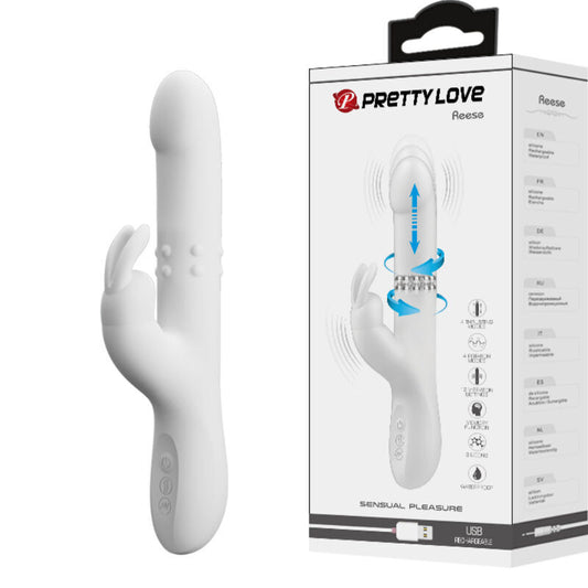 Rabbit vibrator multispeed rotator massager g-spot sex toy pretty love reese silver