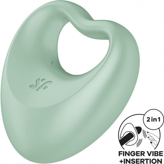 Satisfyer perfect pair 3 green hybrid finger cock ring stimulator vibrator sex toy