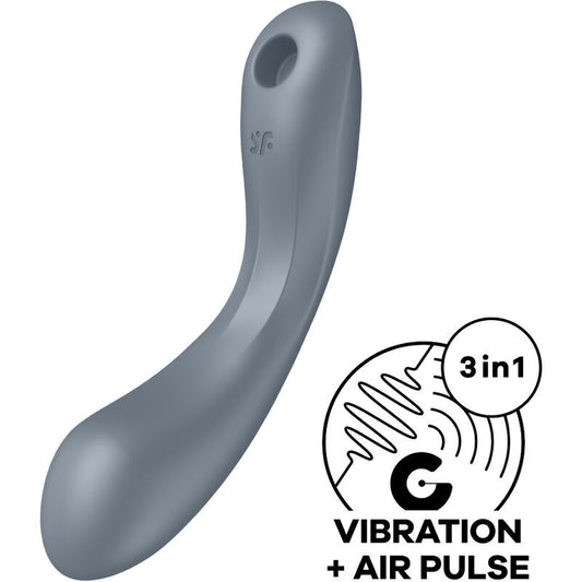 Satisfyer curvy trinity 1 vibratore a impulsi d'aria, ventosa clitoridea, sex toy per il punto G, grigio