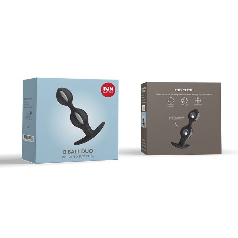 Fun factory b balls duo anal plug with motion grey black  sex toy butt plug