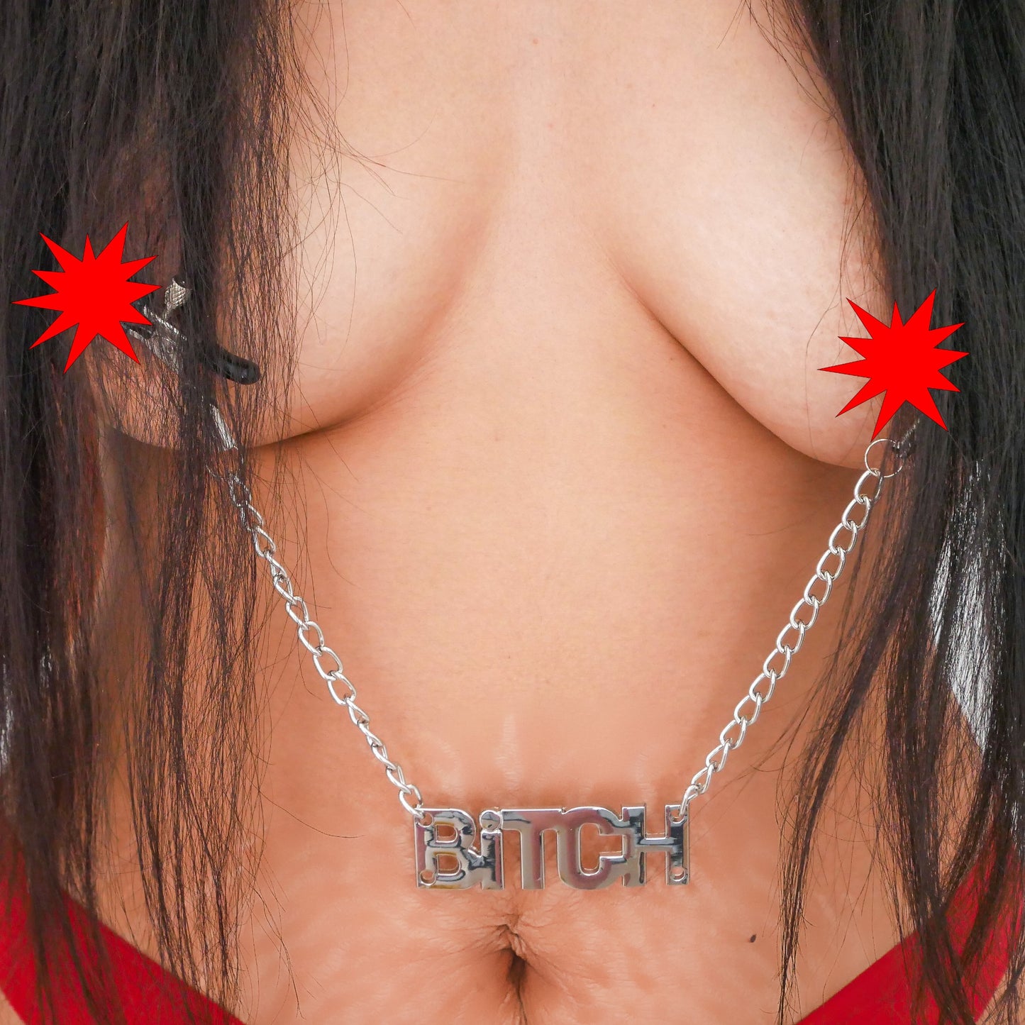 B*TCH Breast Nipple Clamp Stainless Chain