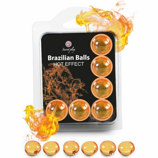 6 brasilianische Kugeln, wärmendes Orgasmus-Vorspiel-Gleitmittel, aromatisiert, kondomsicher 