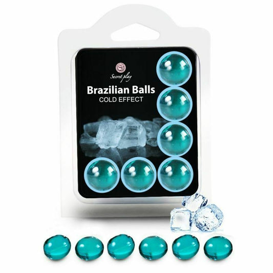 6 brasilianische Kugeln mit kaltem Effekt, Orgasmus-Vorspiel-Gleitmittel, aromatisiert, kondomsicher