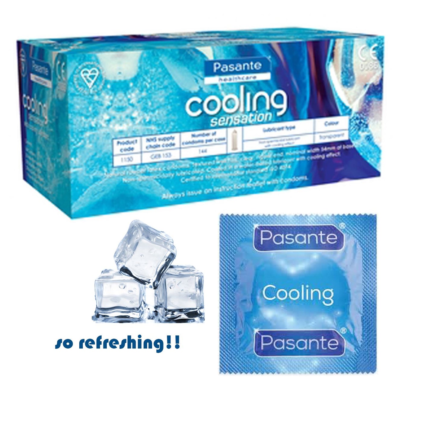 Pasante Cooling Sensation Cold Ribbed Regular Rinfrescante Preservativo Extra Sicuro