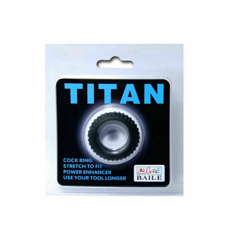 Cockring Baile Titan Black for Penis Erection Enhancer Black 2cm Flexible Auth
