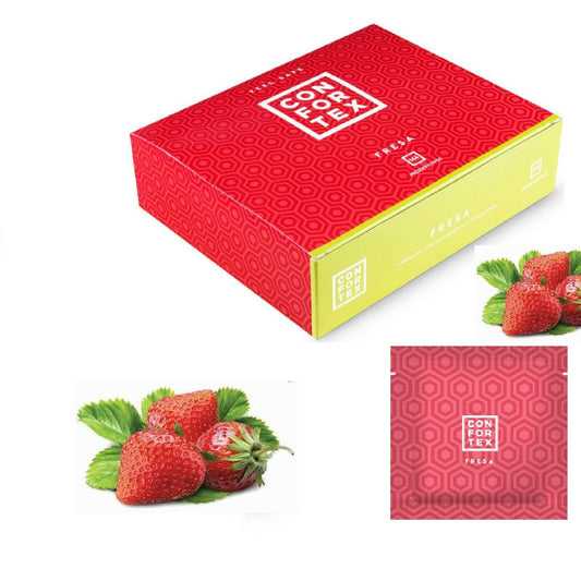 Confortex Condoms Strawberry Flavored Oral-Sex 100% Safe 1-4-6-12-24-50-100pcs