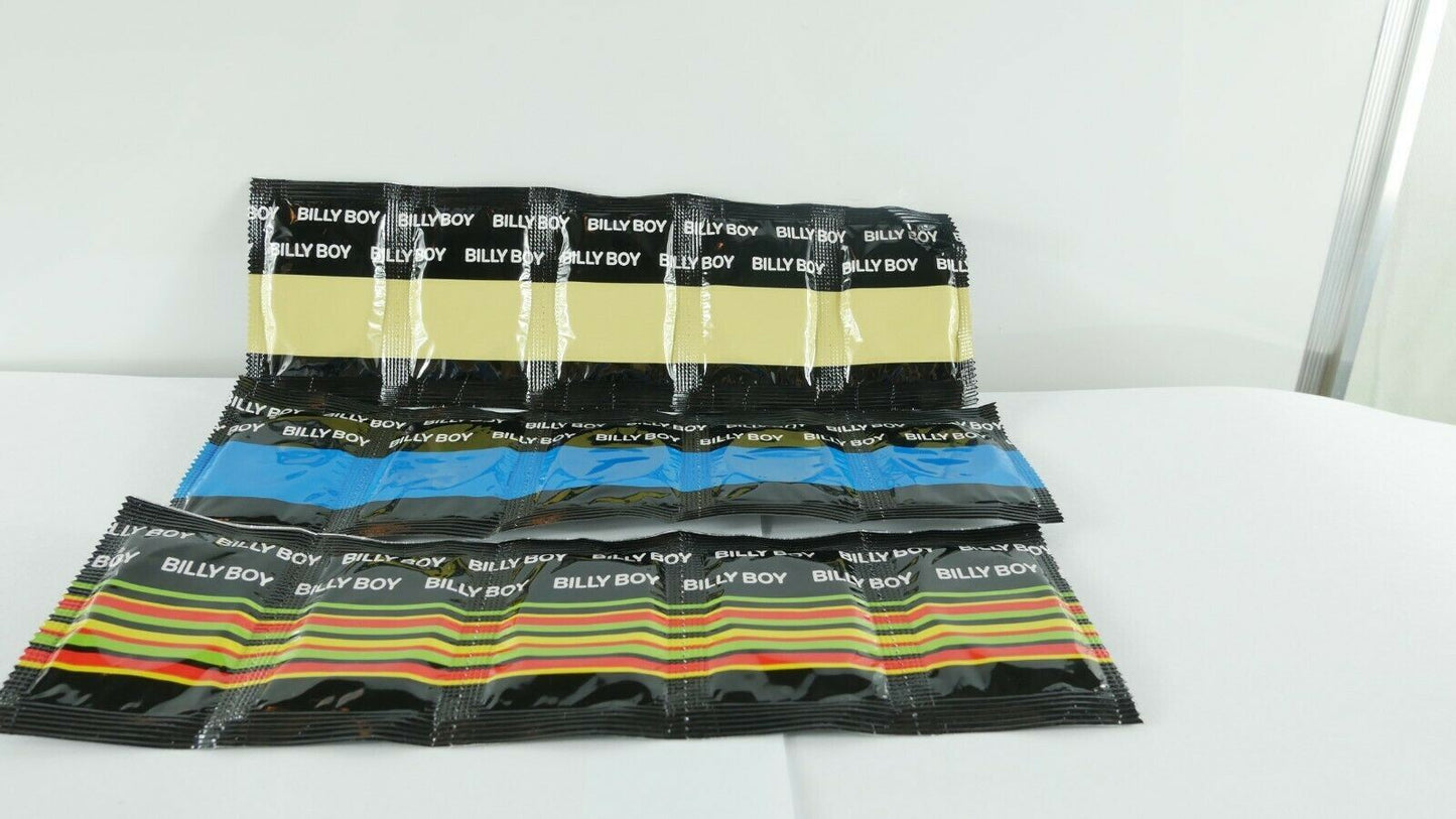 Condoms Billy Boy Random mix Sortiment Colored Dotted Ribbed Textured Flavored