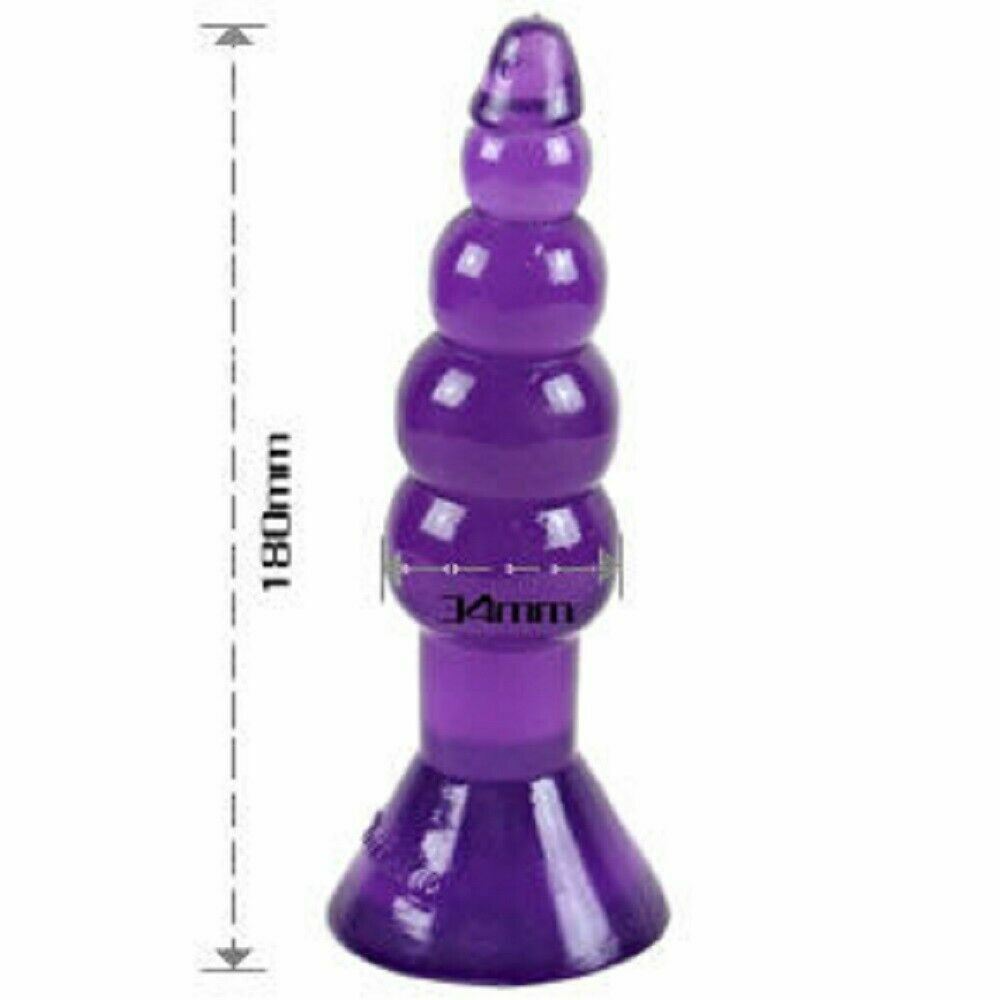 Anal Plug Climax Happnes with Suction Cup Gelly Dilate Anus Purple 17cm