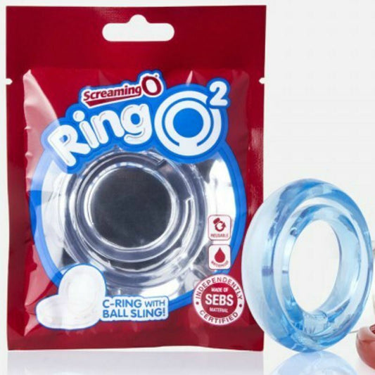 Schreiender O-Ring O2 Doppelring Penis und Hoden bleiben härter Penisringe blau