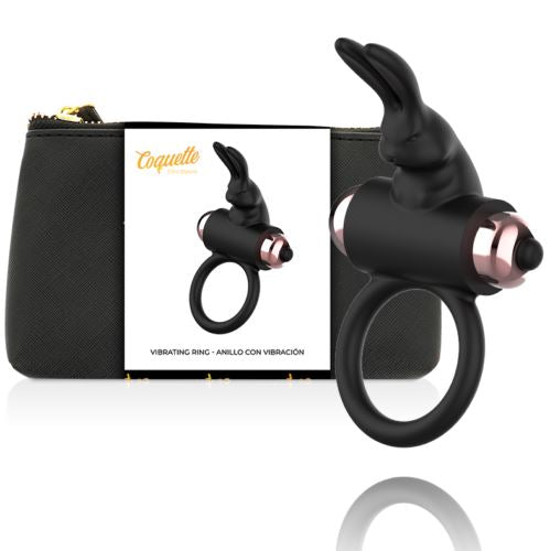 Luxuriöser Penisring „Coquette Chic Desire Cock Rabbit Clit Stimulator Black&amp;Gold“.