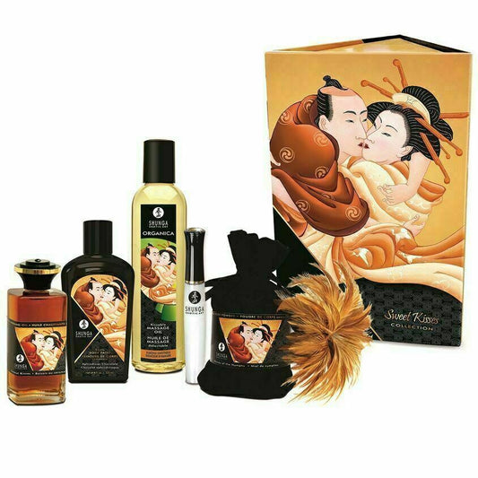 Kit Shunga Sweet Kisses Collection Massage Oil Body Paint Lipgloss Oral Aphrodis
