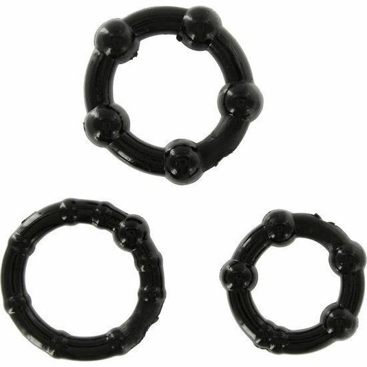 Sevencreations Three Black Penis Rings Set for Erection Enhancer Male Sex Toys