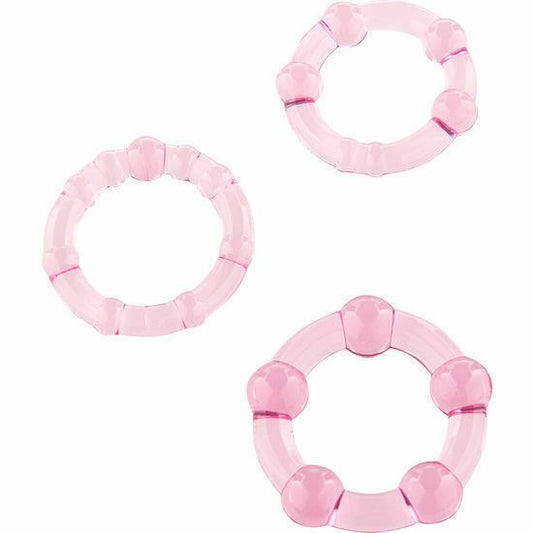 Sevencreations Set di tre anelli per pene rosa Sex Toys per uomini Ritarda il cazzo duro