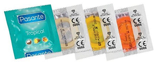Pasante Kondome mit tropischen Früchten, gemischt, 1-4-6-12-24-50-100 Stück