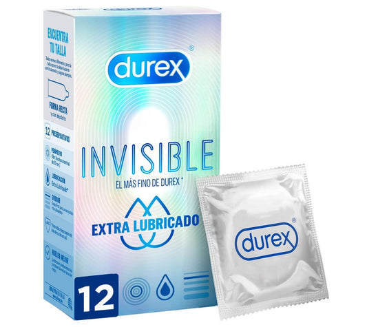 12 Durex Invisible condoms extra lubricated thin for men Condom ultra thin